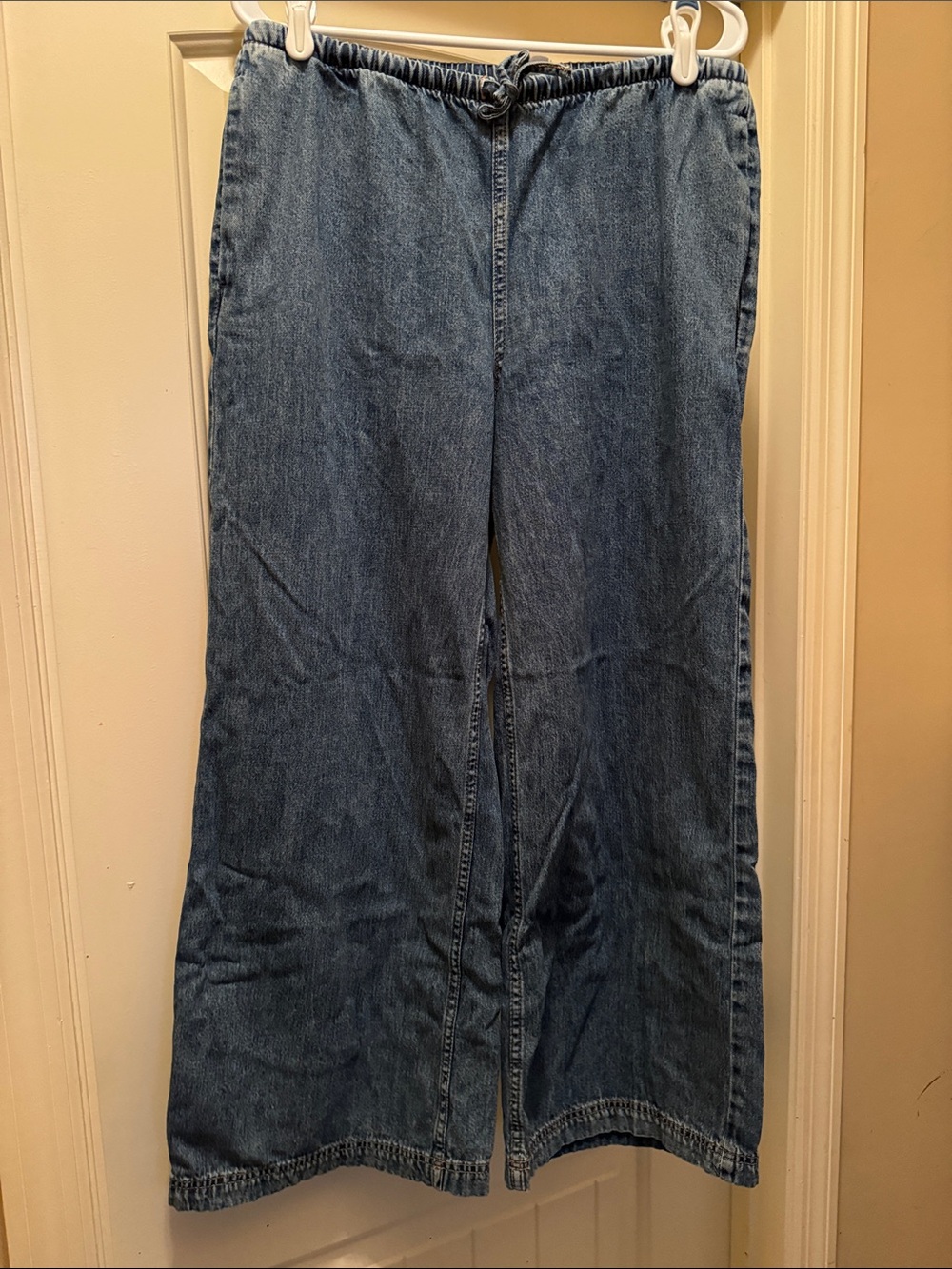 Wide-Leg High-Rise Blue Denim Jeans for Women